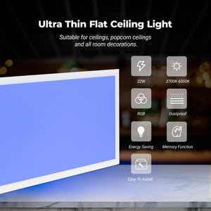 Plafón de techo LED Backlight - 60x30cm - 22W - CCT + 2RGB - Retroiluminado (23)
