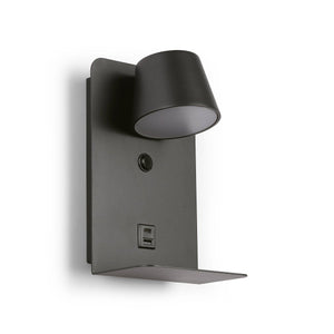 Aplique de pared para lectura "BASKOP" - Puerto USB + USB-C - 6W - Barcelona Led-Decoración