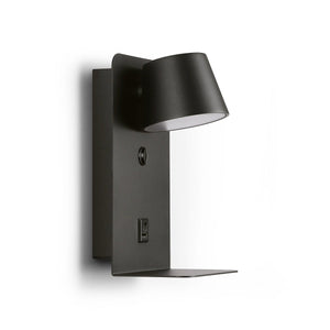 Aplique de pared para lectura "BASKOP" - Puerto USB + USB-C - 6W - Barcelona Led-Decoración