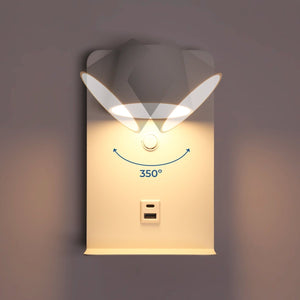 Aplique de pared para lectura "BASKOP" - Puerto USB + USB-C - 6W - Barcelona Led-Decoración