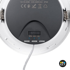 Downlight LED IP44 potencia ajustable 10W/15W/20W - CCT - 100lm/W - Corte Ø 150mm - Barcelona Led-