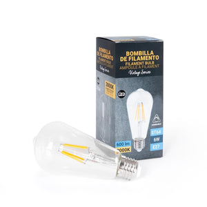 Bombilla LED Vintage Filamento - E27 ST64 - 6W - Regulable - Barcelona Led-