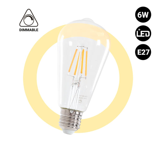 Ampoule à filament LED vintage - E27 ST64 - 6W - Dimmable