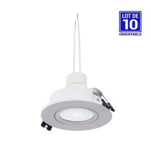KIT x 10 - Aro downlight basculante + Bombilla GU10 5W + Casquillo GU10