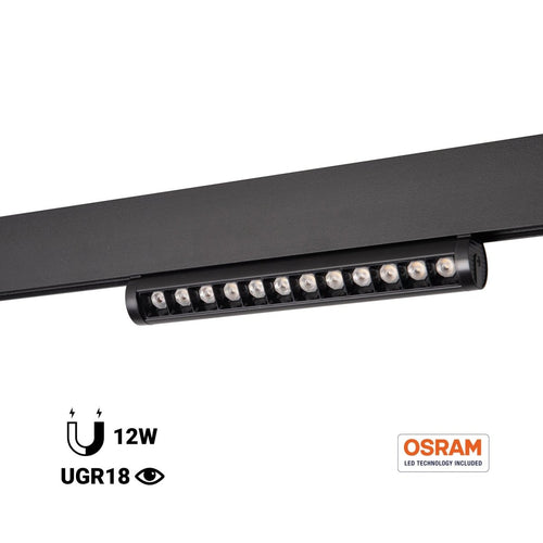 Orientowalna lampa liniowa do szyn magnetycznych 48V- 12W - Chip OSRAM - UGR18 - CRI90