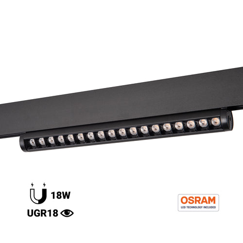 Adjustable linear spotlight for magnetic track 48V - 18W - OSRAM Chip - UGR18 - CRI90