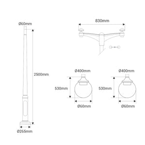 Poste Exterior de Dos Luces "GLOBE 400 MODERN" Fumagalli - 4 opciones - E27 - Barcelona Led-