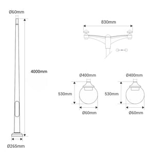 Poste Exterior de Dos Luces "GLOBE 400 MODERN" Fumagalli - 4 opciones - E27 (10)