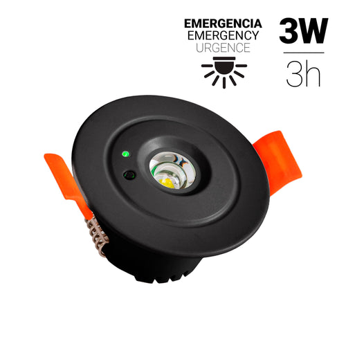 Luz de emergencia 3W tipo downlight - Autonomía 3hs - Ø60mm