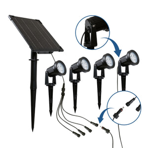 Kit x 4 focos solares exterior con panel solar - 5W - IP66 - 3000K (4)