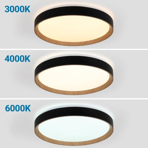 Lámpara de techo LED CCT tipo plafón - 36W - Efecto madera - Ø50cm - Barcelona Led-