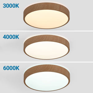 Plafón de techo LED CCT - 24W - Color madera - Ø40cm (1)