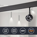 LED circular luminaire for magnetic track 48V - Ø7cm - 6W - CRI90 - UGR18 - OSRAM 2