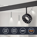 Luminaria circolare LED per binario magnetico 48V - Ø11,5cm - 12W - CRI90 - UGR18 - OSRAM 2