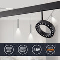 Circular LED luminaire for magnetic track 48V - Ø16cm - 18W - CRI90 - UGR18 - OSRAM 2