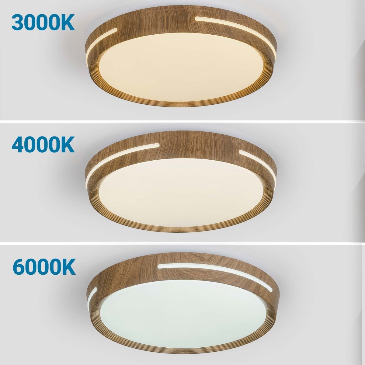 Plafón de techo LED CCT - 24W - Efecto lateral - Color madera Ø40cm - Barcelona Led-