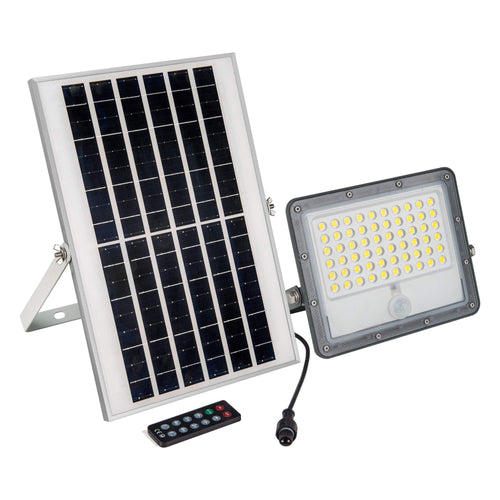 Proiettore solare di sicurezza 32W - Sensore PIR e telecomando - 4000K - IP65