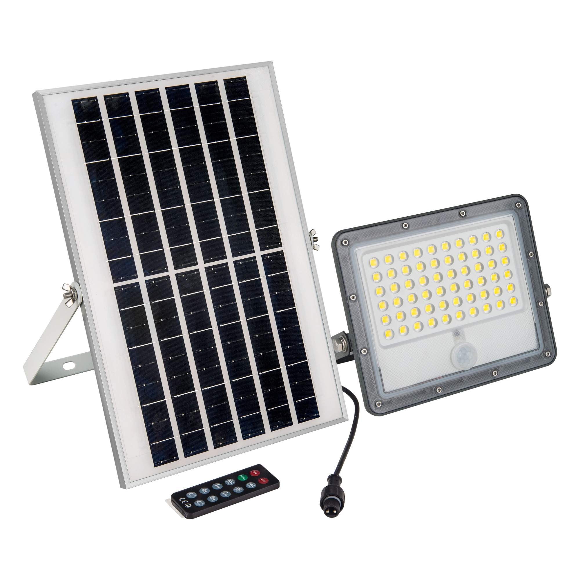Proyector solar de seguridad 32W - Sensor PIR y mando a distancia - 4000K - IP65