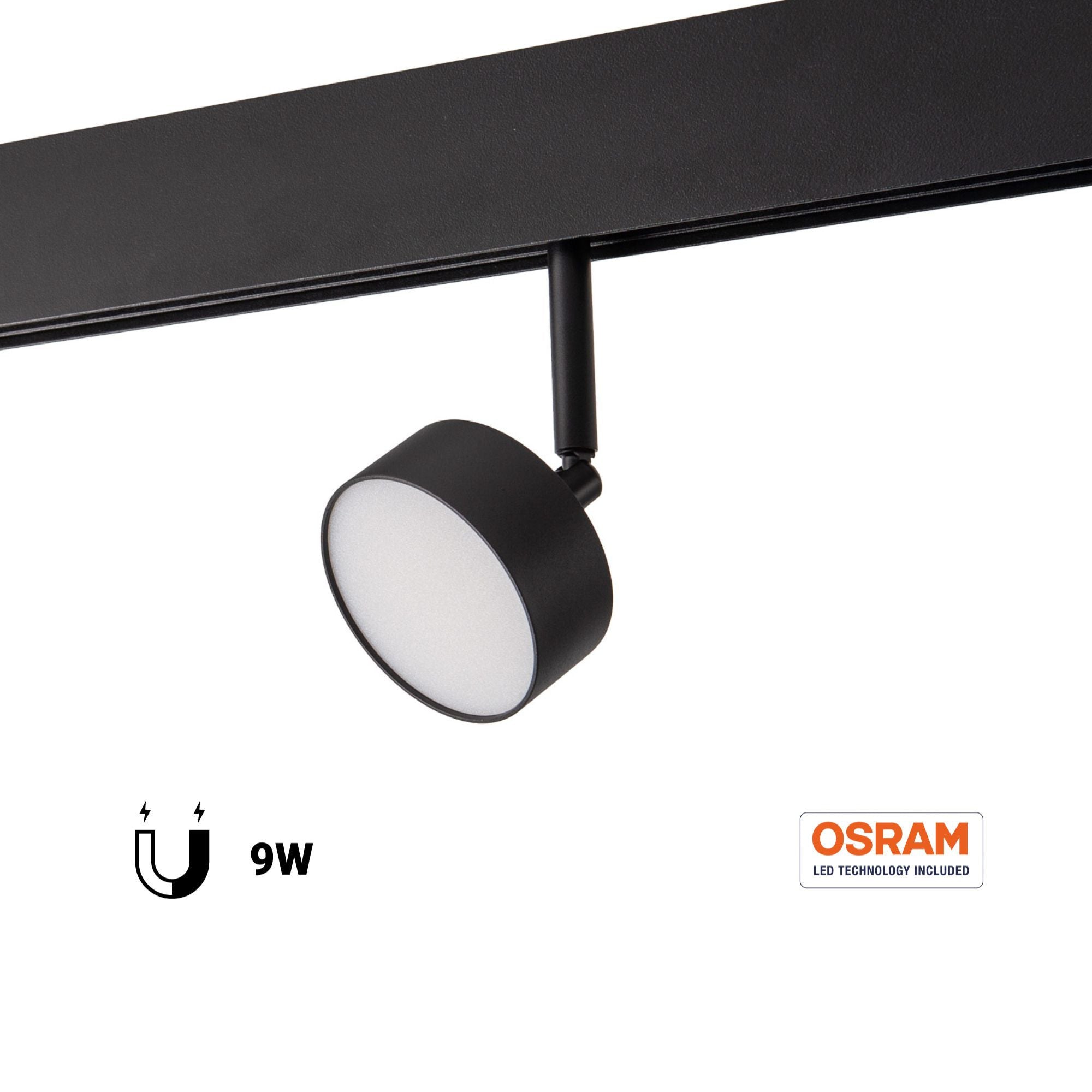 Luminaria circular LED para carril magnético 48V - 9W - Ø7.5cm - CRI90 - Chip OSRAM