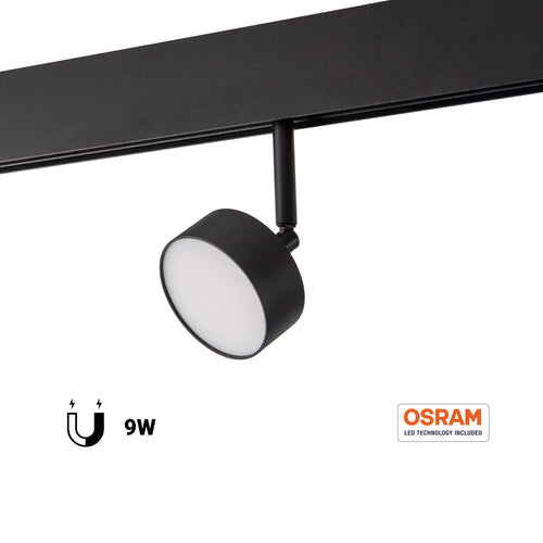 Luminaria circolare LED per binario magnetico 48V - 9W - Ø7.5cm - CRI90 - Chip OSRAM
