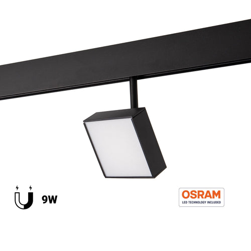 Luminária quadrada LED para trilho magnético 48V - 9W - CRI90 - Chip OSRAM