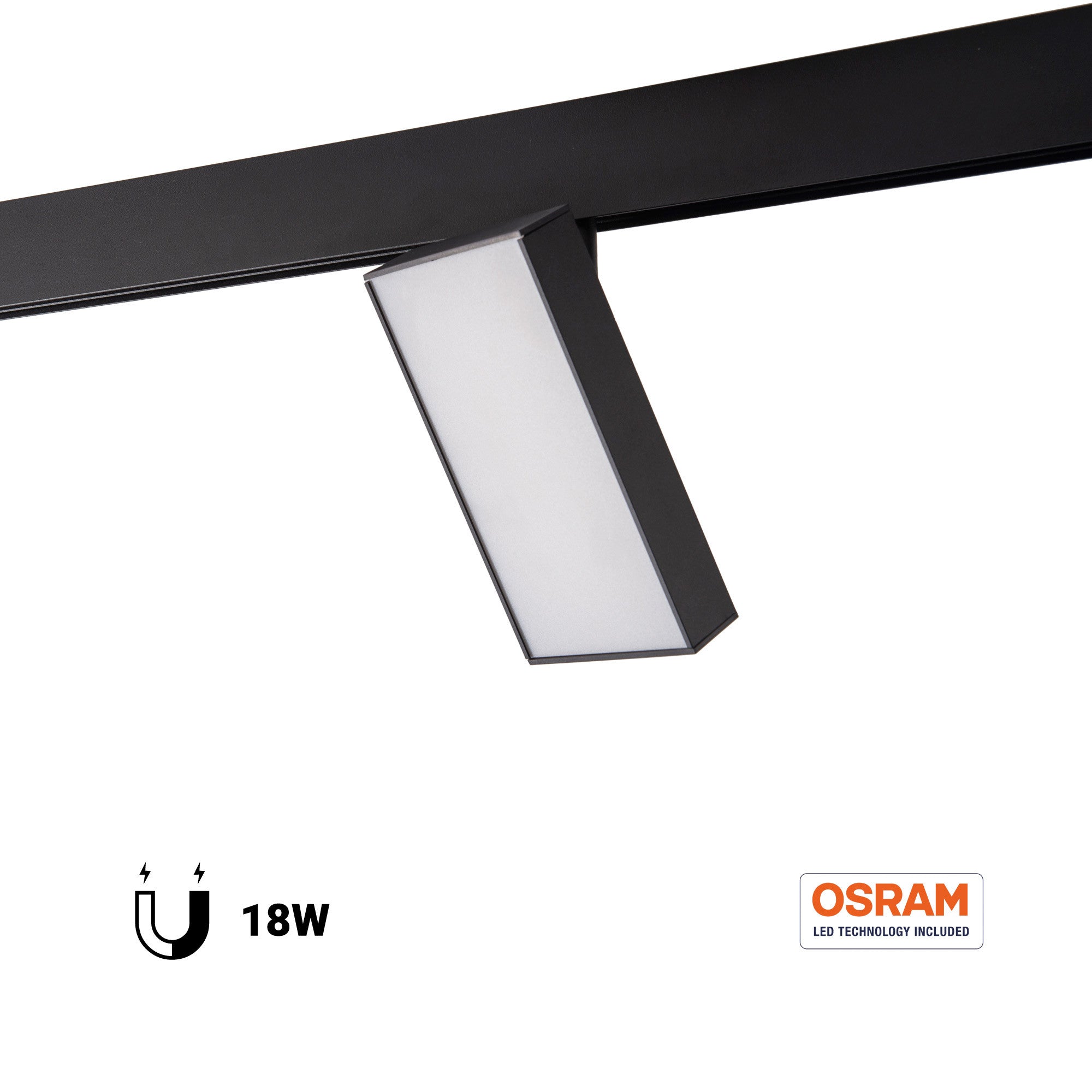 Luminaria cuadrada LED para carril magnético 48V - 18W - CRI90 - OSRAM