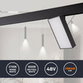 LED square fixture for magnetic track 48V - 18W - CRI90 - OSRAM 2
