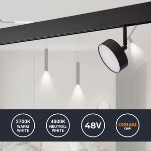 Luminaria circular LED para carril magnético 48V - Ø9.5cm - 12W - CRI90 - OSRAM (1)