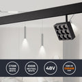 Square LED fixture for magnetic track 48V - 9W - CRI90 - UGR18 - OSRAM 2