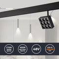 Square LED fixture for magnetic track 48V - 9W - CRI90 - UGR18 - OSRAM 2