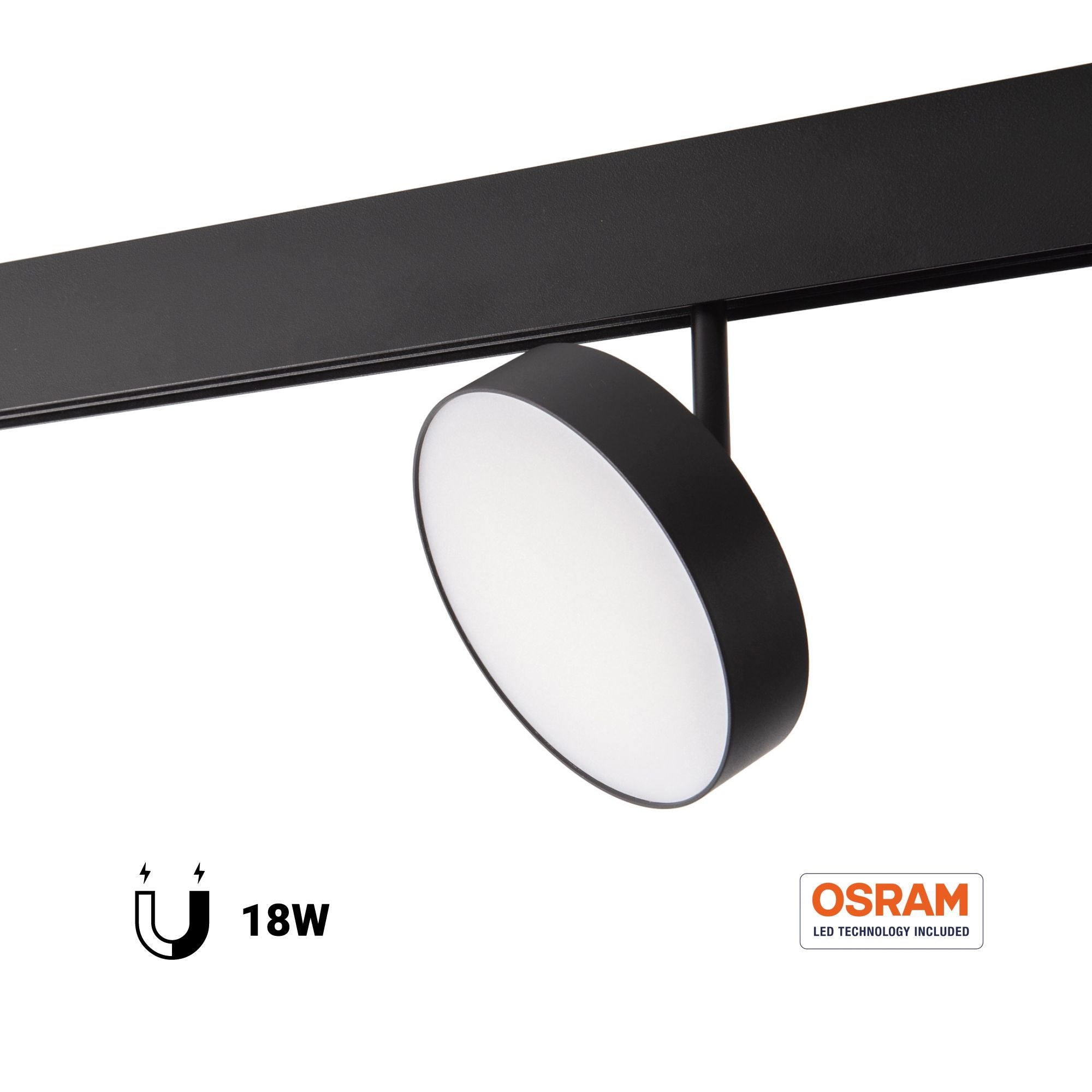 Luminaria circular LED para carril magnético 48V - Ø14.2cm - 18W - CRI90 - OSRAM