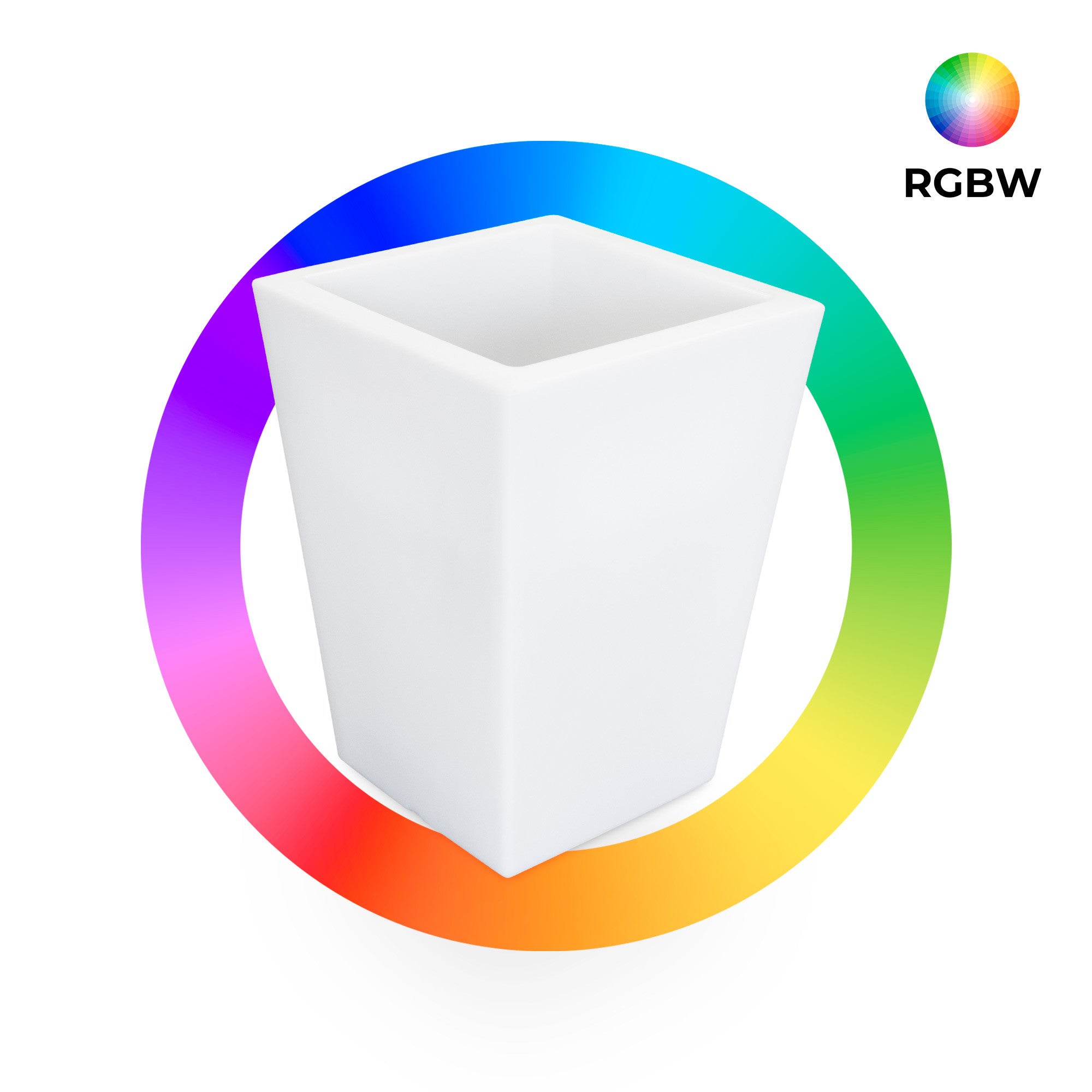 Macetero cuadrado LED RGBW - 12W - Recargable - Mando a distancia (1)