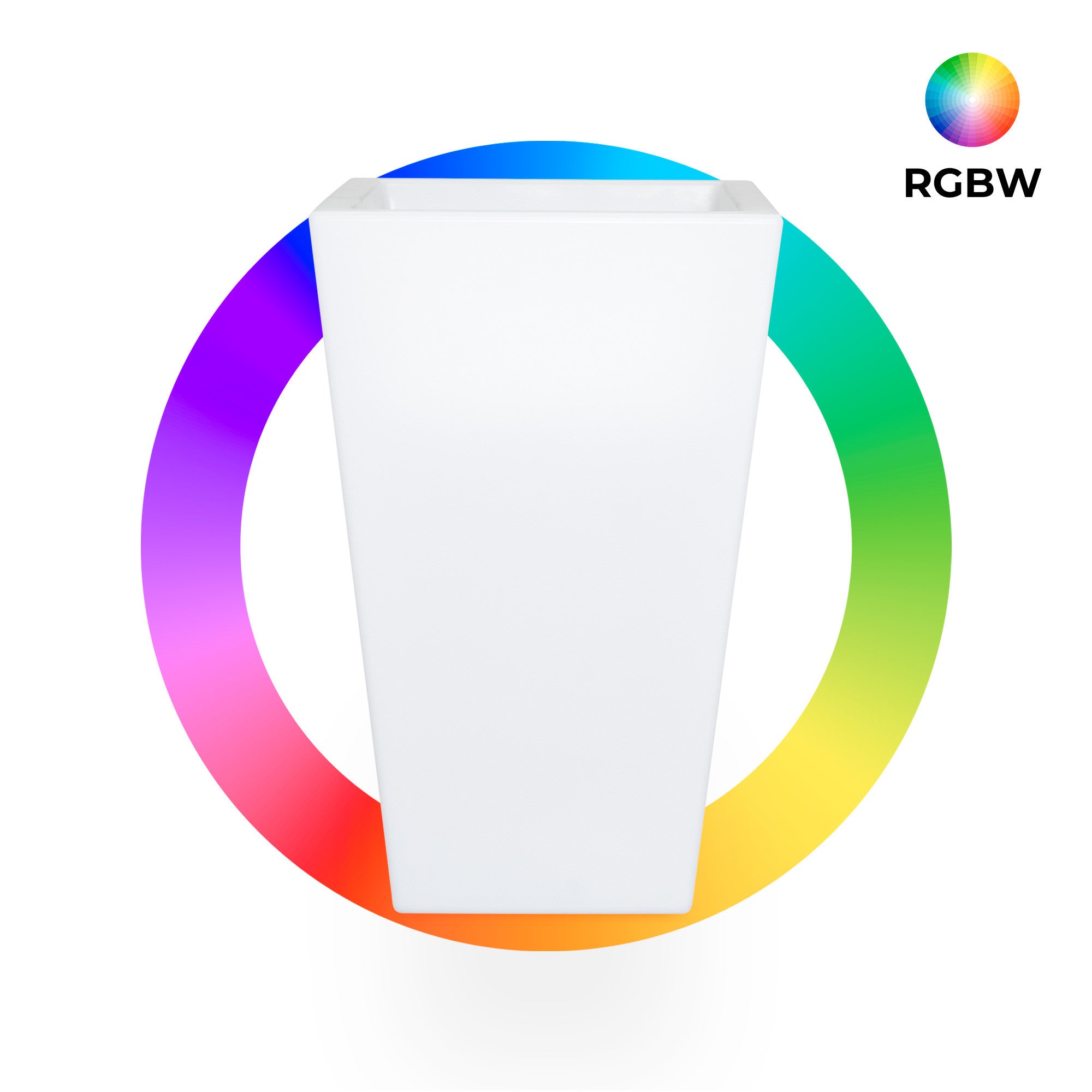 Macetero cuadrado LED RGBW - 24W - Recargable - Mando a distancia