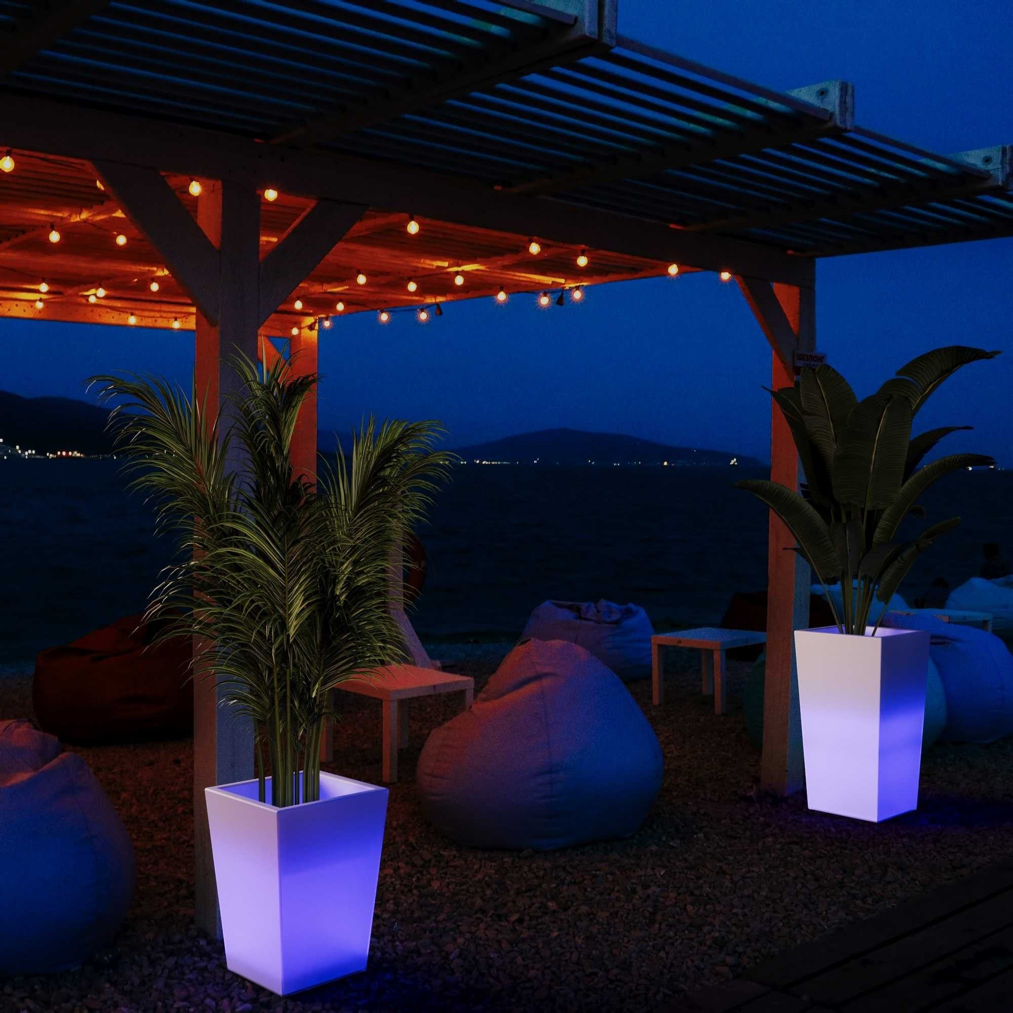 Macetero cuadrado LED RGBW - 12W - Recargable - Mando a distancia (16)