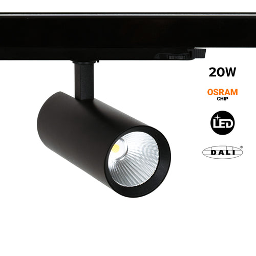Projetor LED para trilho trifásico 20W - DALI - CCT - CRI90 - Chip OSRAM