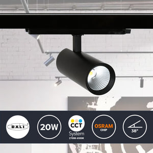 Proyector LED para carril trifásico 20W - DALI - CCT - CRI90 - Chip OSRAM - Barcelona Led-