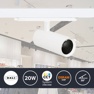 Proyector LED para carril trifásico 20W - DALI - CCT - CRI90 - Chip OSRAM - Barcelona Led-