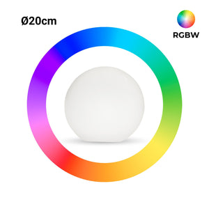 Lámpara de mesa o suelo esfera exterior - RGBW - 1W - Ø20cm - Recargable