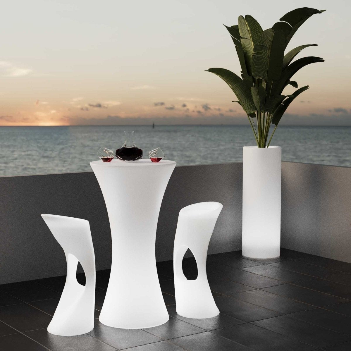 Mesa luminosa LED RGBW - 110 x Ø60 cm - 32W - Recargable - Barcelona Led-Mobiliario
