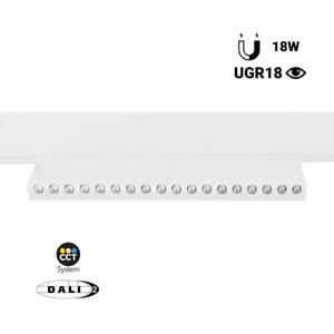 Foco lineal orientable para carril magnético 48V CCT - 18W - Regulación DALI-2 - UGR18 - Barcelona Led-