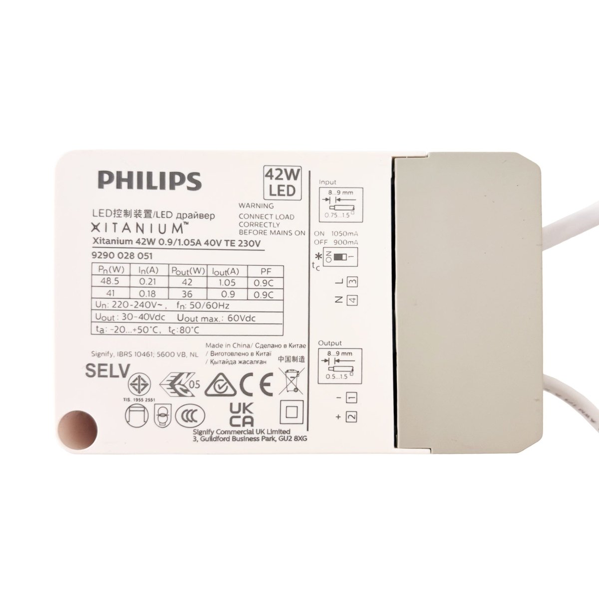 Driver Philips Xitanium - Regulación TRIAC - 42W - 230V - Salida 30-40V DC - 0.9/1.05A - Barcelona Led-Control y regulación