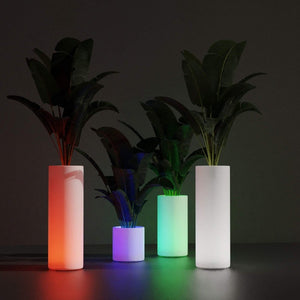 Macetero cilíndrico LED RGBW - 5W - 40 x Ø 40cm - Recargable - Barcelona Led-Mobiliario
