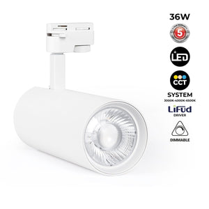 Proyector LED para carril monofásico - 36W - CCT - TRIAC regulable - CRI90 - Barcelona Led-