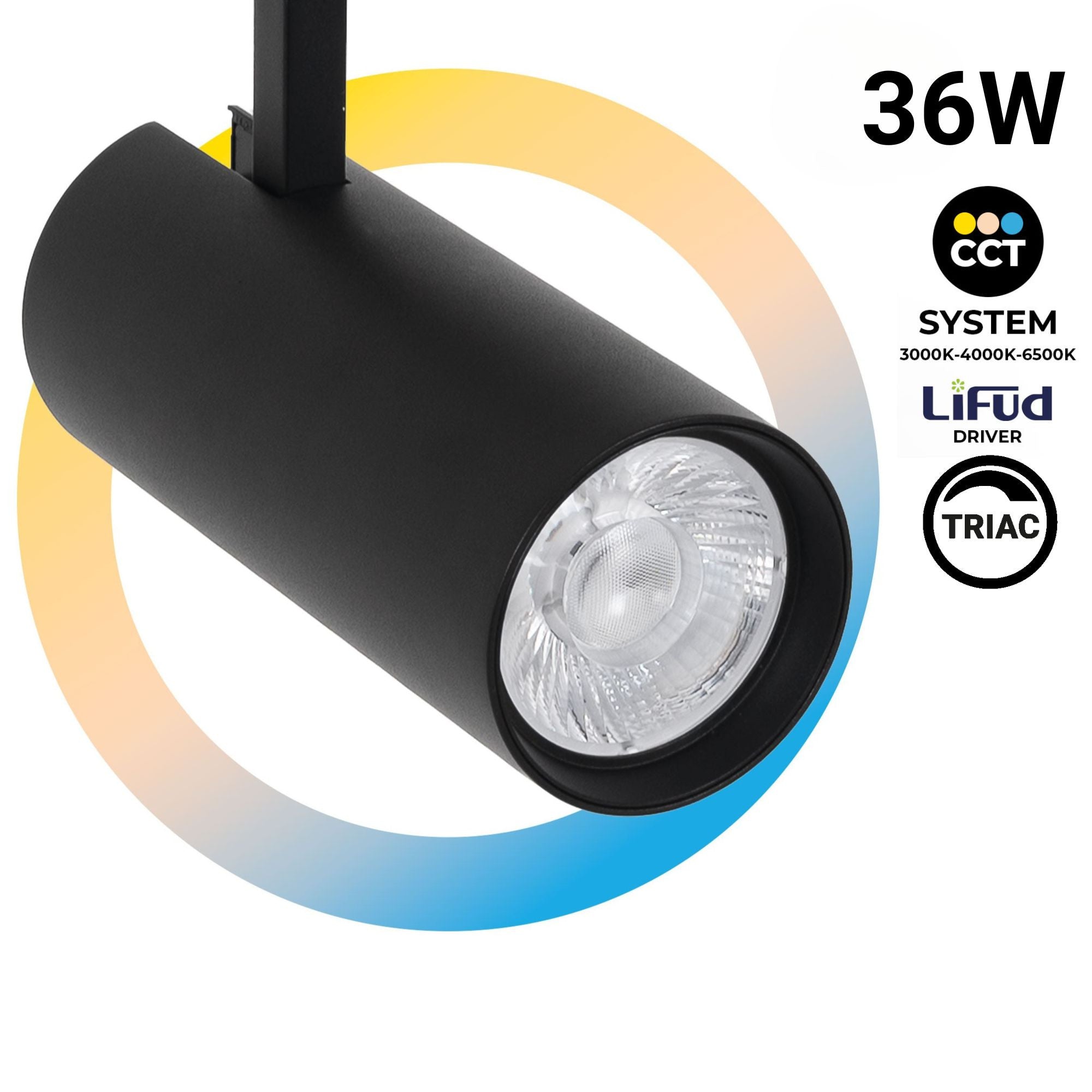 Proyector LED para carril monofásico - 36W - CCT - TRIAC regulable - CRI90