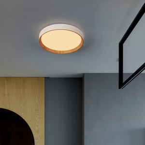 Lámpara de techo LED CCT tipo plafón - 36W - Efecto madera - Ø50cm - Barcelona Led-
