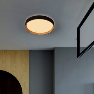 Lámpara de techo LED CCT tipo plafón - 36W - Efecto madera - Ø50cm (37)