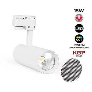 Proyector LED para carril monofásico - CCT - 15W - CRI 90 - Driver KGP - Barcelona Led-
