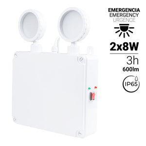 Luz de emergencia LED industrial - 2 x 8W - IP65 - Barcelona Led-