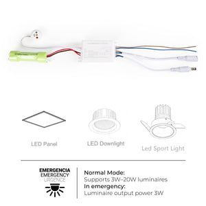 Driver LED para emergencia - Salida 3W - 3h autonomía - Luz 3/20W - Barcelona Led-