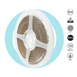 Tira LED 220V AC - Monocolor - 8W/m - 6.5mm - IP44 - 5 metros - 120ch/m (13)